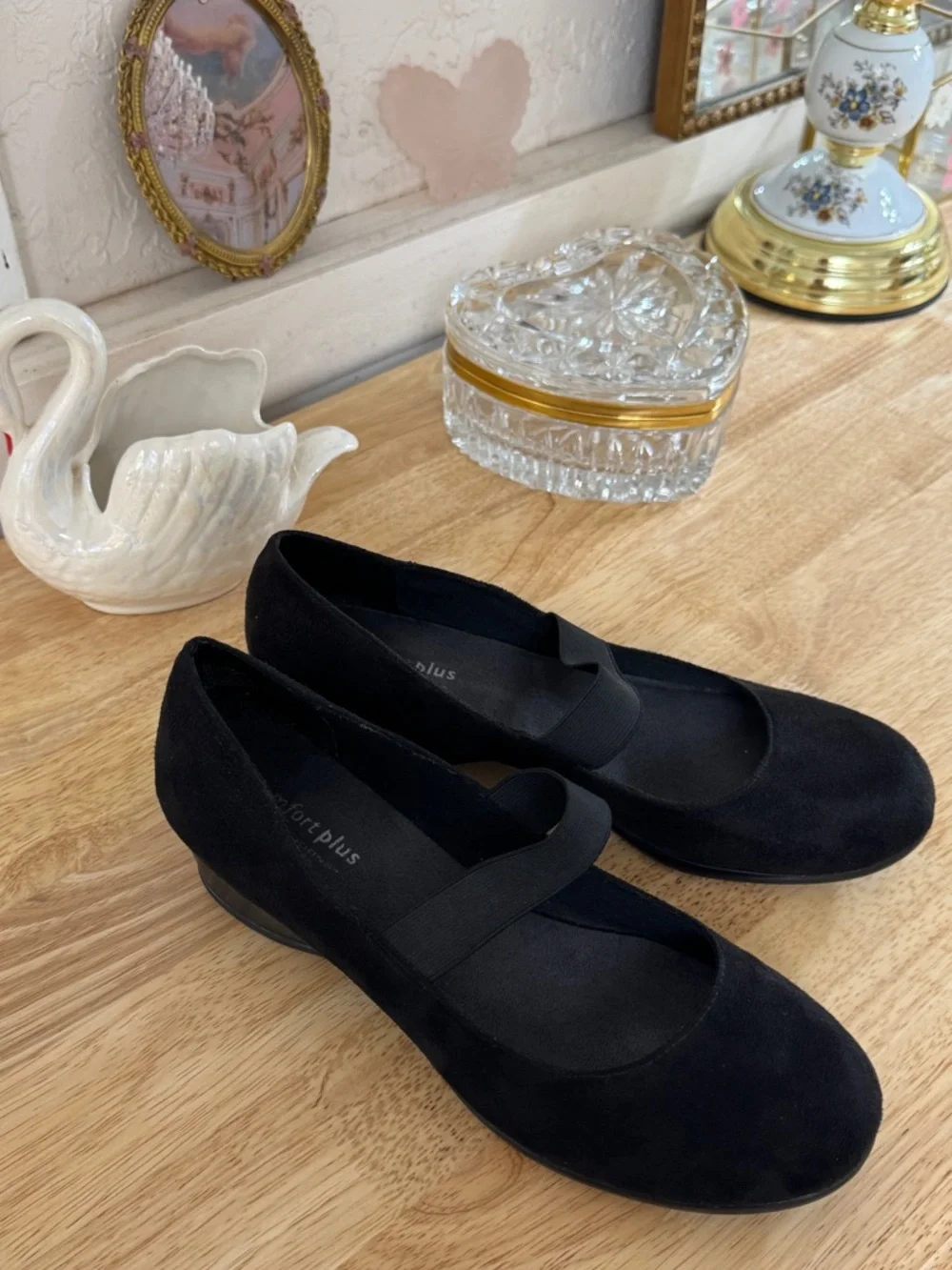 Vintage Y2K Classic Predictions Black Mary Jane Slip On Wedge Pumps Size 9 Retro